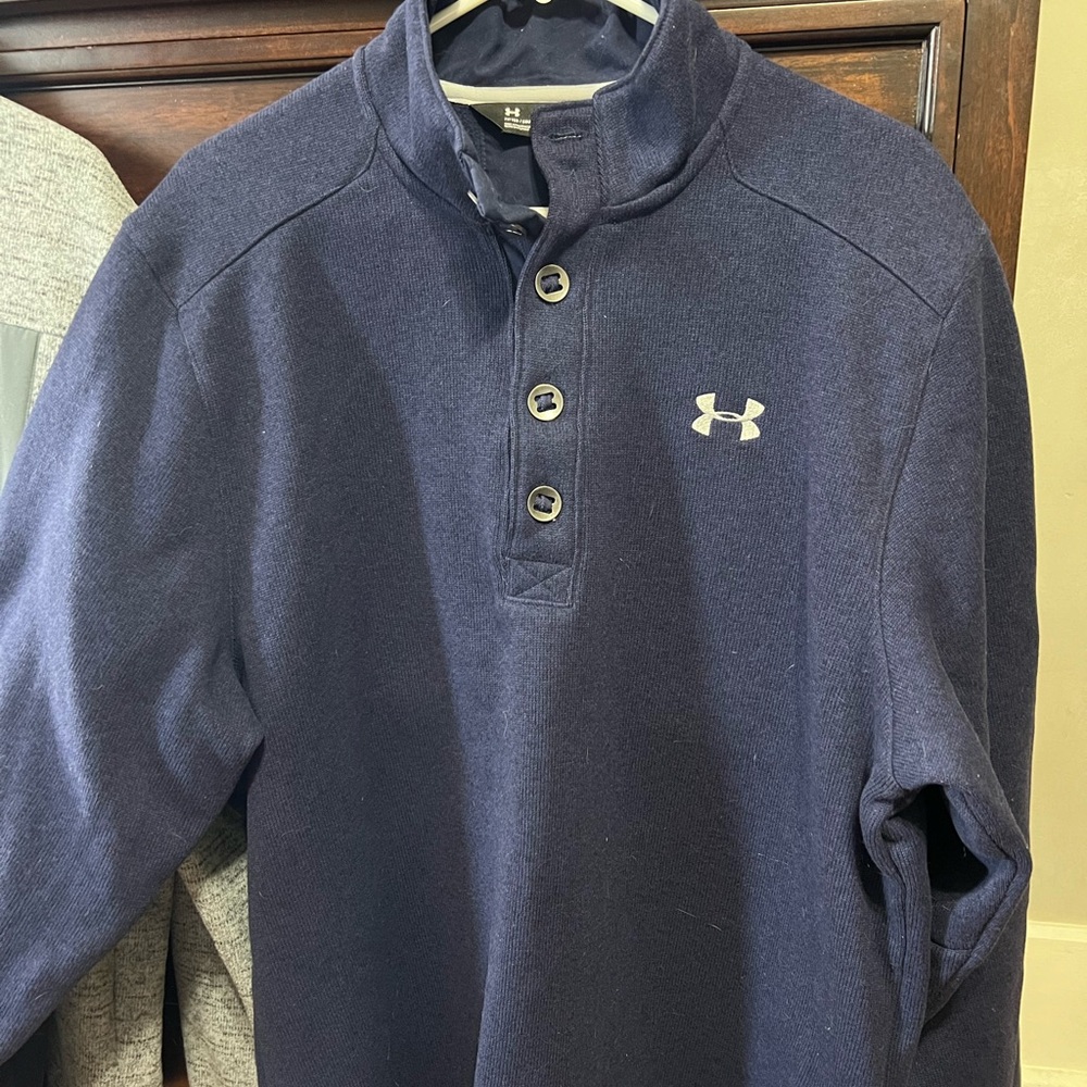 Navy blue Under Armour fleece.